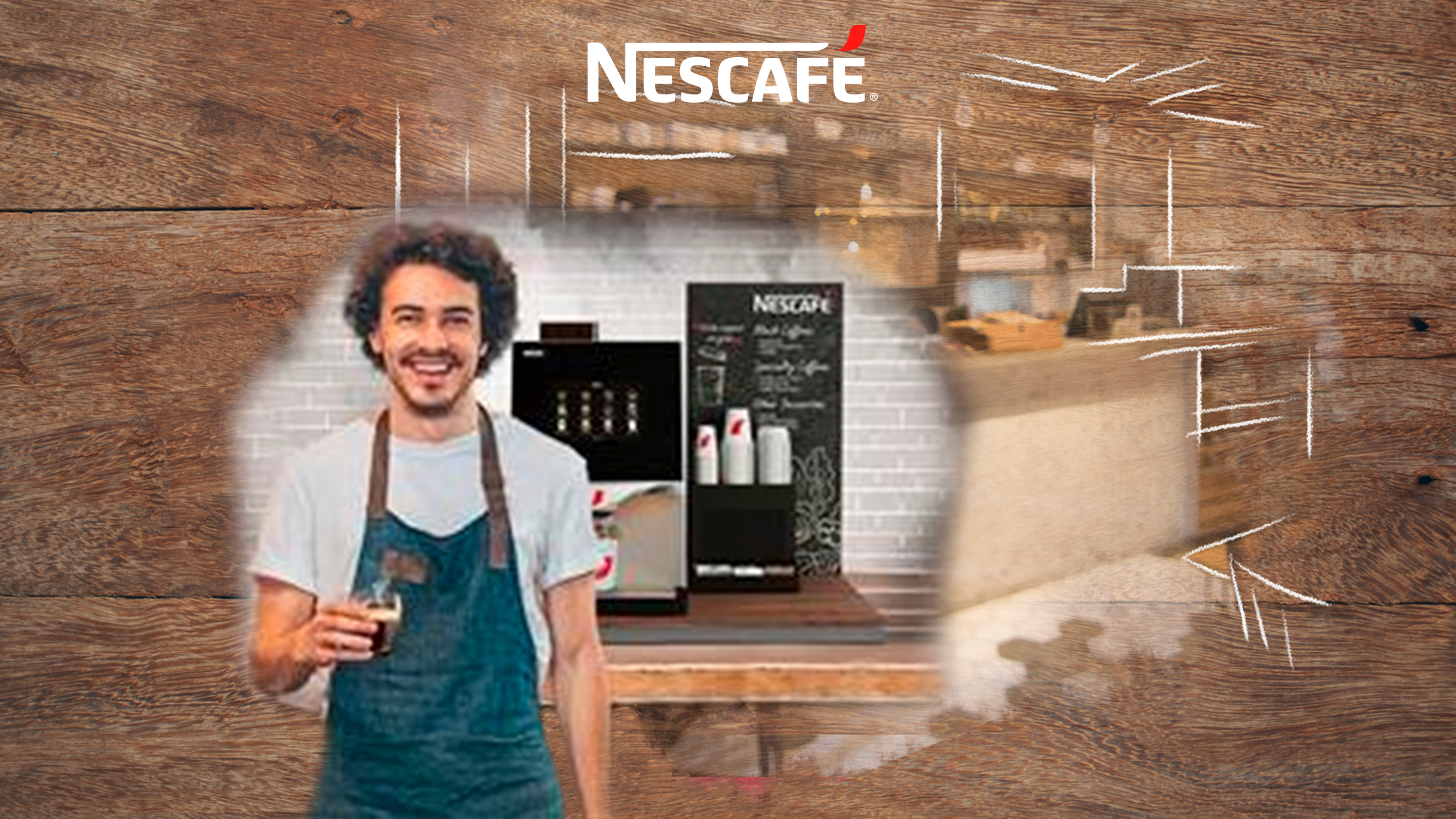 Barista NESCAFÉ en una cafetería sirviendo recetas