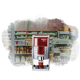 Máquina Nescafé Alegria Soluble en un kiosco