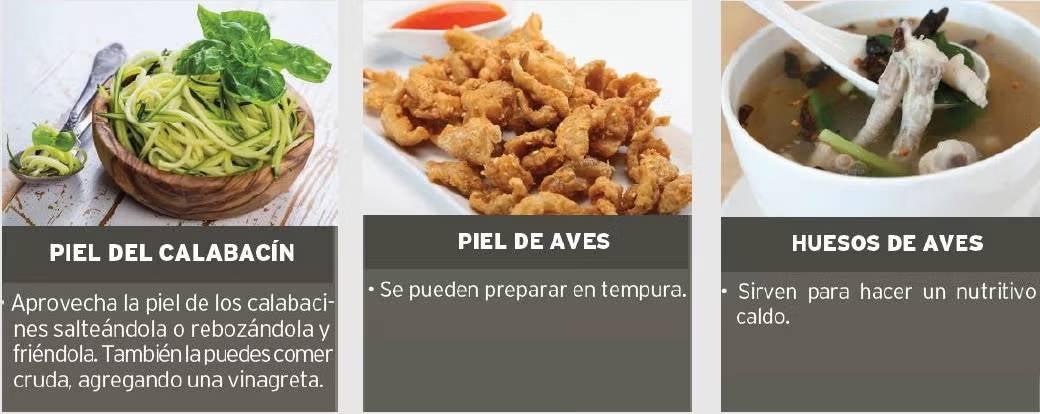 3 formas de reaprovechar alimentos: cáscaras de calabacín, piel y huesos de aves