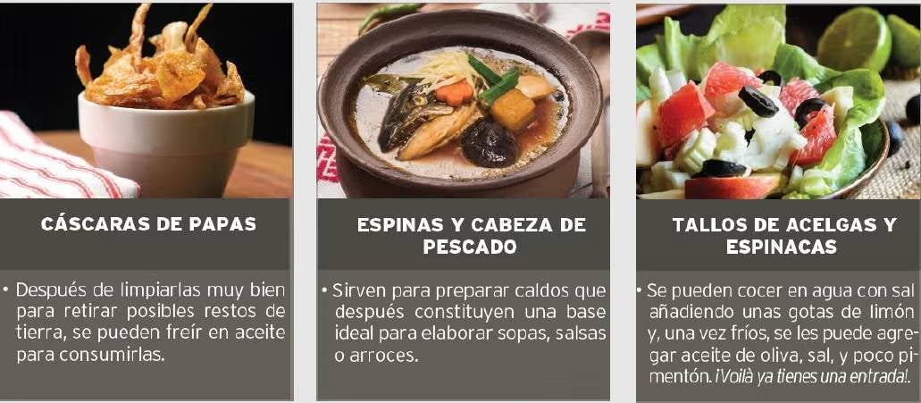 3 ideas para aprovechar alimentos: cáscaras de papas, huesos y pescado, y tallos de verduras