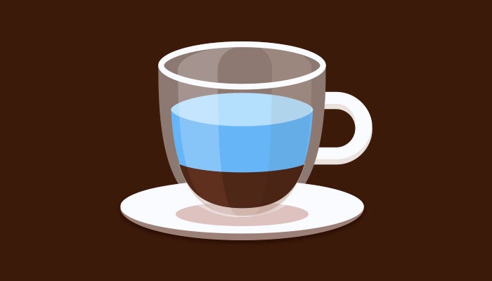 Café americano preparado con espresso y agua caliente