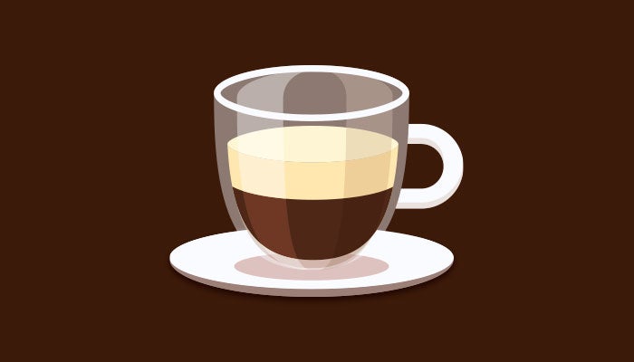 Café cortado con proporción equilibrada de leche y espresso