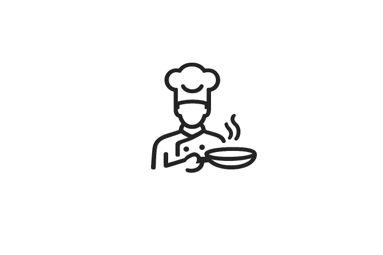 Ícono de chef que representa la práctica culinaria y el aprendizaje en cocina.