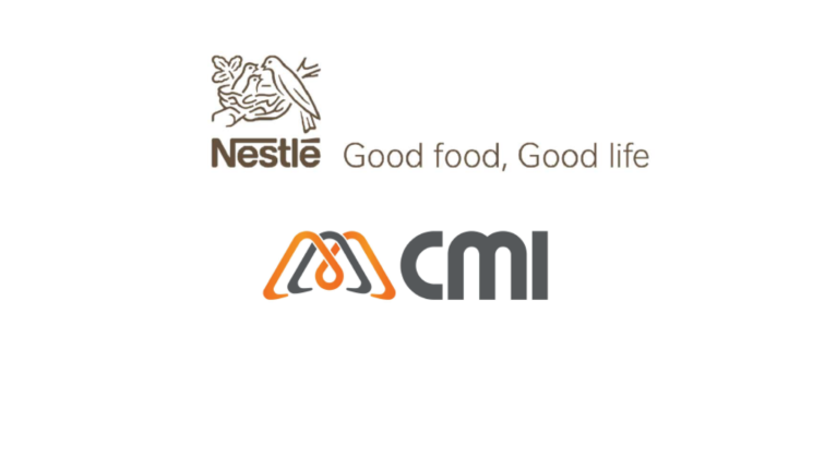Logo de Nestlé: Good food, Good life y el logo de CMI Alimentos