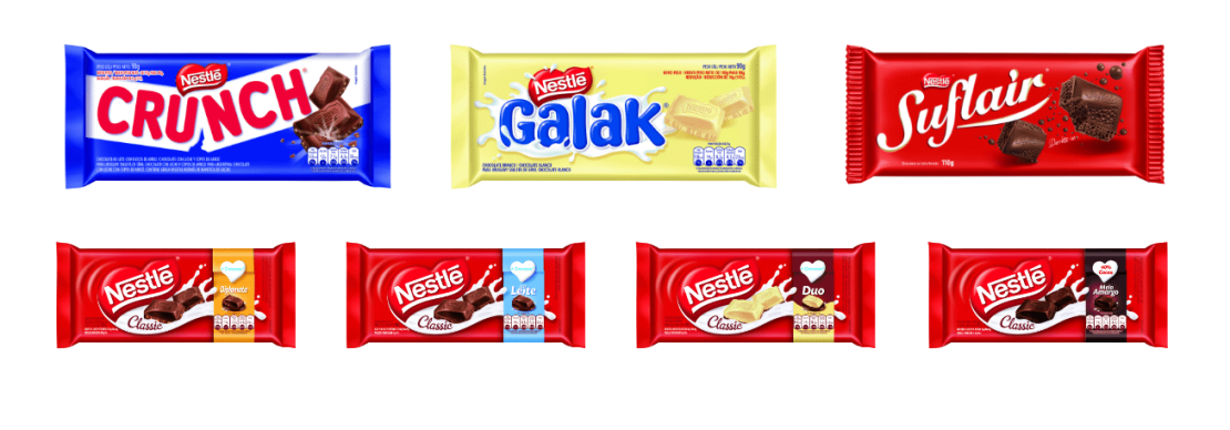 Tabletas y productos de CHOCOLATES NESTLÉ® de diferentes sabores y características
