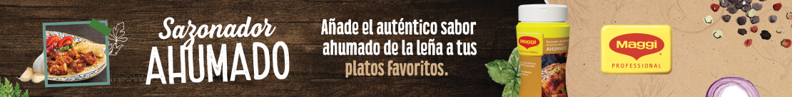 Mini banner color café que destaca el sabor del nuevo Sazonador ahumado MAGGI®