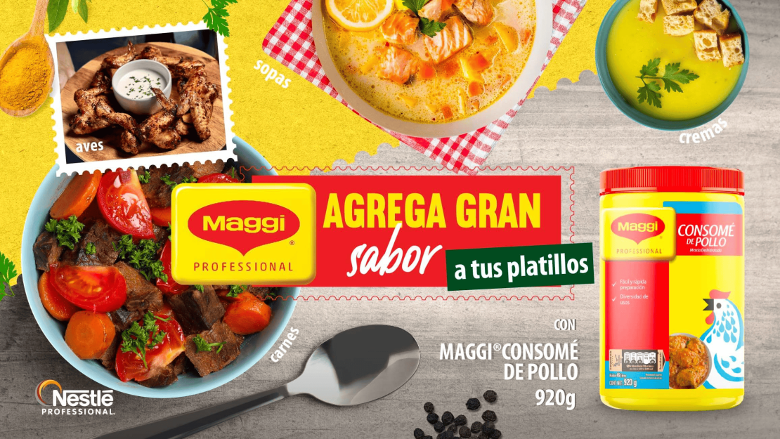 Platos con guisos, salteados, cremas y sopas elaboradas con Consomé de Pollo MAGGI®
