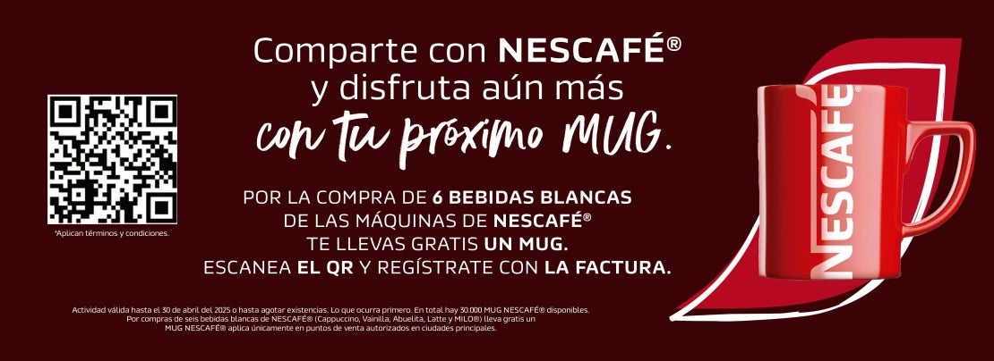 Banner de la promoción ¡Comparte con NESCAFÉ® y gana tu próximo MUG favorito!
