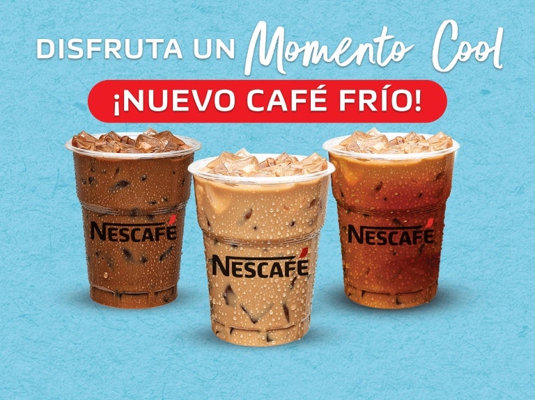 vasos de café frío Americano, cappuccino frío y macacino NESCAFÉ.