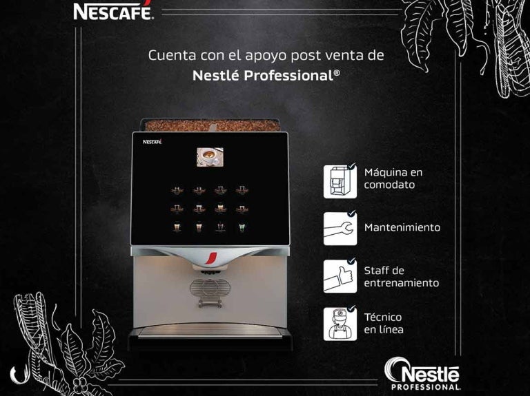 Máquina NESCAFÉ® de grano junto a los servicios postventa, como mantenimiento