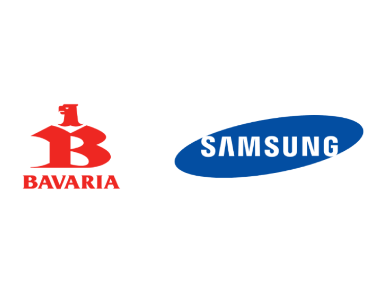 Logotipos de Bavaria y Samsung como empresas que pueden integrar soluciones de máquinas de café