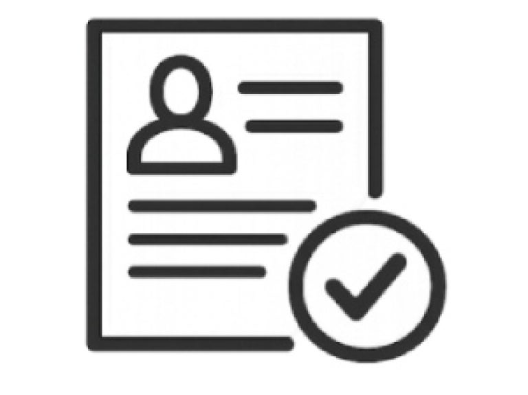 Ícono de perfil con marca de verificación que simboliza certificación profesional