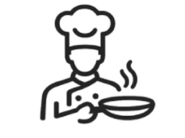 Ícono de chef que representa la práctica culinaria y el aprendizaje en cocina.