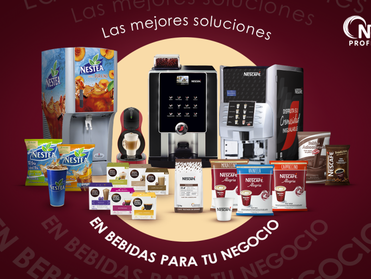 Diferentes productos y máquinas de Nestlé Professional