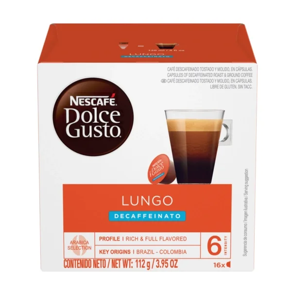 Café NESCAFÉ® Gusto® Lungo Descaffeinato 16 Cápsulas | Nescafé Dolce Gusto | Nestlé Professional |