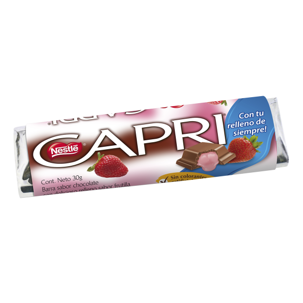 Barra sabor chocolate con relleno sabor frutilla Nestlé Capri de 30 g