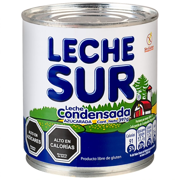 Leche condensada azucarada Leche Sur en lata de 397 g