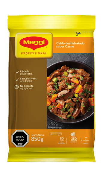 Bolsa de Caldo deshidratado sabor carne Maggi en formato food service de 850 g