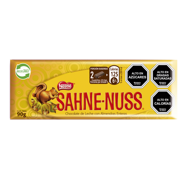 Chocolate con almendras Nestlé Sahne-Nuss en barra de 90 g