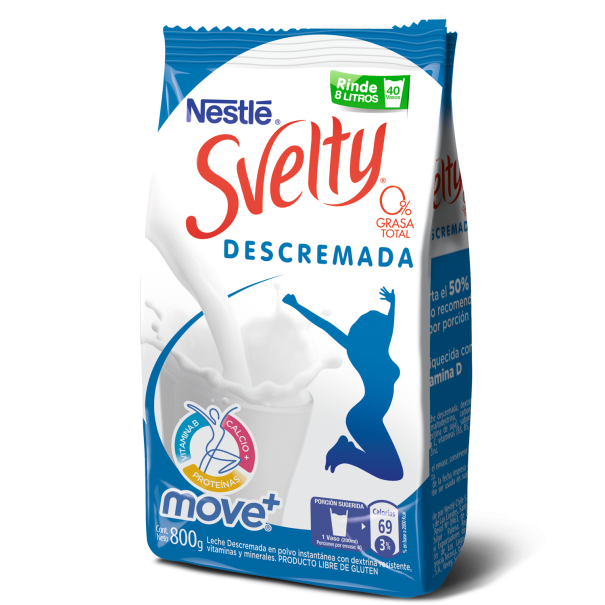 Leche en polvo Svelty Move+ Descremada en bolsa de 800 g