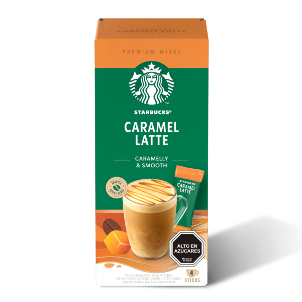 Caja con 4 Sticks de Caramel Latte Starbucks por 21.5g c/u