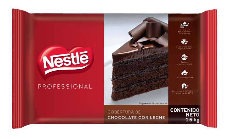 Cobertura de chocolate con leche NESTLÉ® en presentación de 1.5 kg