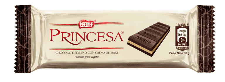 Chocolate relleno con crema de maní marca PRINCESA® en barra de 30g