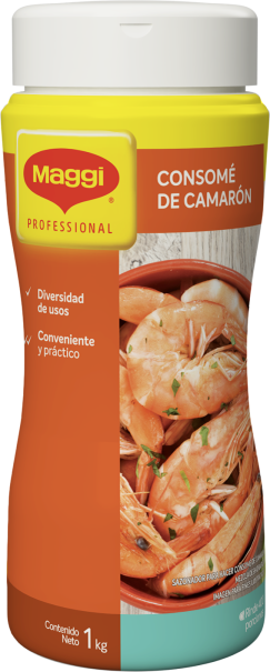 Vista frontal tarro de Consomé de Camarón MAGGI® 1kg