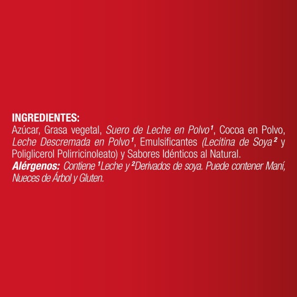 Lista de ingredientes de Cobertura de Chocolate con Leche NESTLÉ® x 5kg