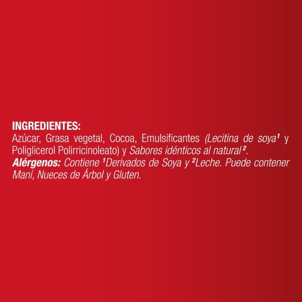 Lista de ingredientes de Cobertura de Chocolate Semiamargo NESTLÉ® x 5kg