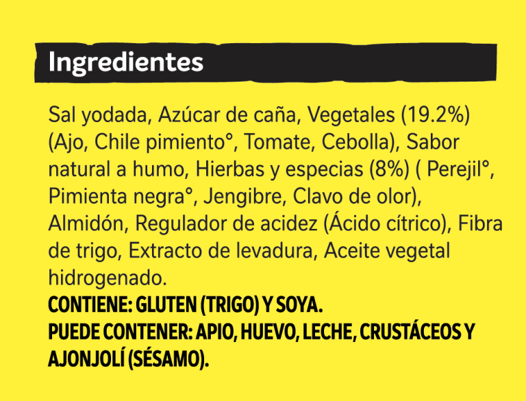 Lista de ingredientes de MAGGI® Condimento Ahumado x 900g