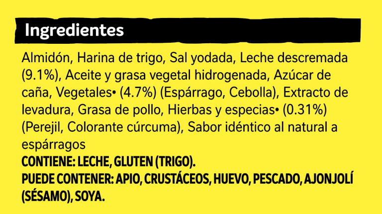 Lista de ingredientes de MAGGI® Crema de Espárragos x 600g