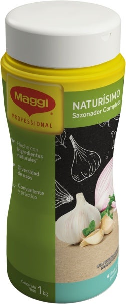 Vista picado de tarro de Sazonador Naturísimo MAGGI® Completo x 1kg
