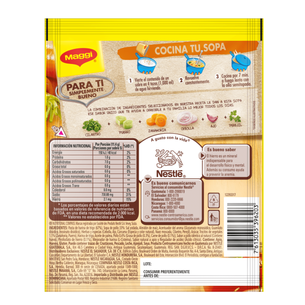 Sopa MAGGI® de pollo con fideos en formato de sobre de 57 gramos