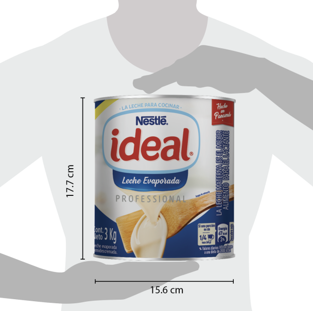 Medidas de lata de leche evaporada semi descremada NESTLÉ® IDEAL® 3kg