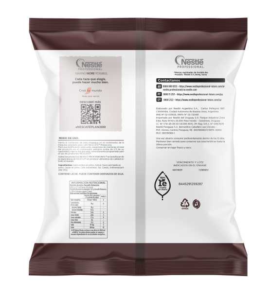 Dorso de packaging Mokaccino Nescafé