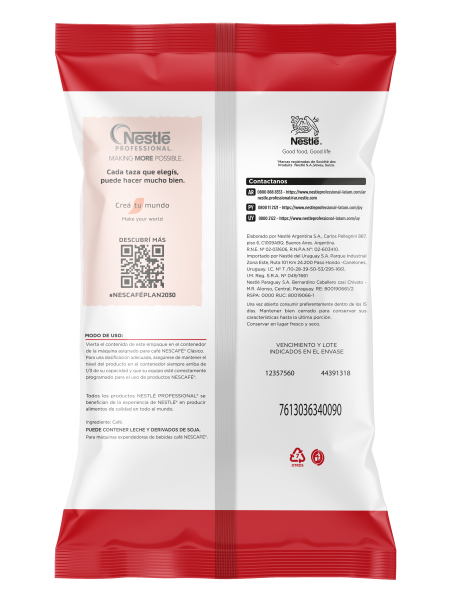 Nescafé clásico ALEGRIA 1kg dorso