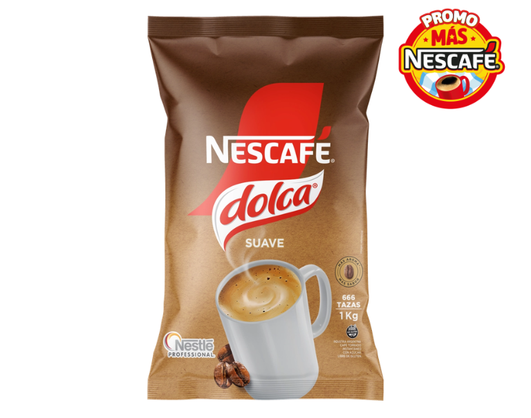 Paquete de café instantáneo Dolca suave de Nescafé