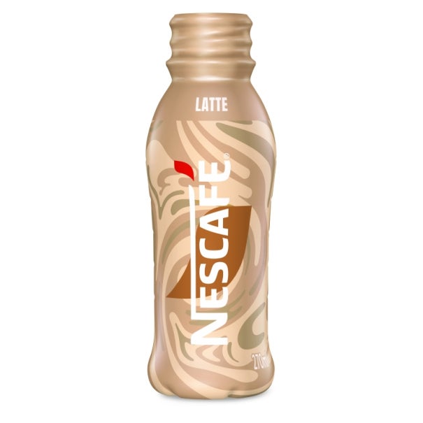 Envase de NESCAFÉ Latte con diseño estilizado en tonos café y beige