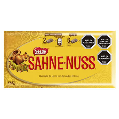 Tableta de chocolate Sahne-Nuss® 250 gr por mayor