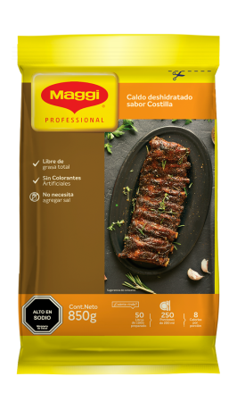 Bolsa de Caldo deshidratado sabor costilla Maggi en formato food service de 850 g