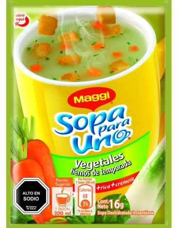 Sopa para Uno Maggi Vegetales de temporada en sobre de 16 gr