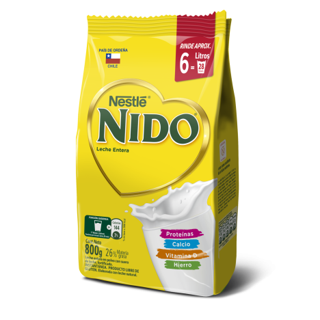 Leche Entera en Polvo Nestlé Nido en bolsa de 800 g