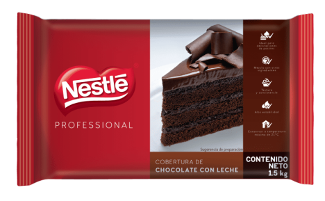 Cobertura de Chocolate con Leche Nestlé en presentación de 1.5 kg