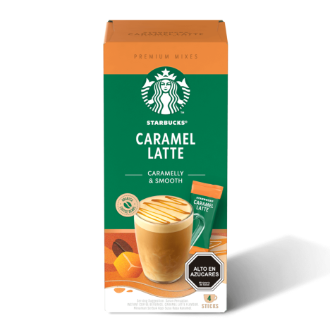 Caja con 4 Sticks de Caramel Latte Starbucks por 21.5g c/u