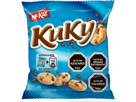 Paquete de mini galletas con chips sabor chocolate McKay️® KuKy® en formato de 40g