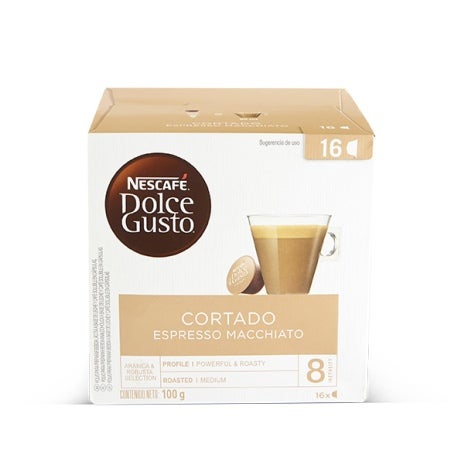 NESCAFÉ Dolce Gusto Cortado: Caja de 16 cápsulas para preparar café cortado espresso macchiato con un toque de leche