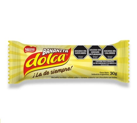 Pack de frente del producto Bananita Dolca Nestlé de 30 gramos