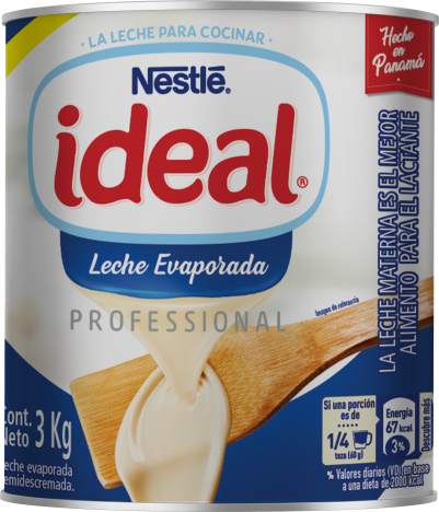 Vista frontal lata de leche evaporada semi descremada NESTLÉ® IDEAL® 3kg