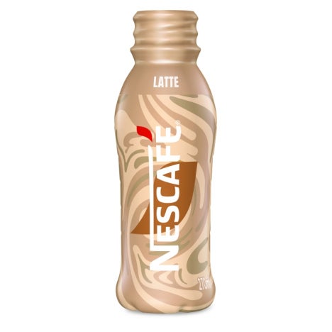 Envase de NESCAFÉ Latte con diseño estilizado en tonos café y beige